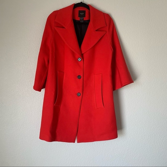 Smythe Red Wool Mid Length Flared Sleeve Coat - Picture 6 of 7